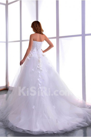 Satin and Yarn Sweetheart Ball Gown