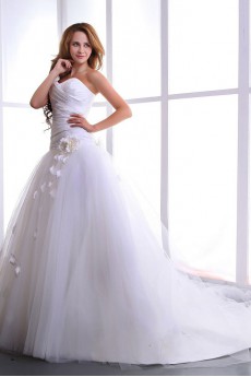 Satin and Yarn Sweetheart Ball Gown