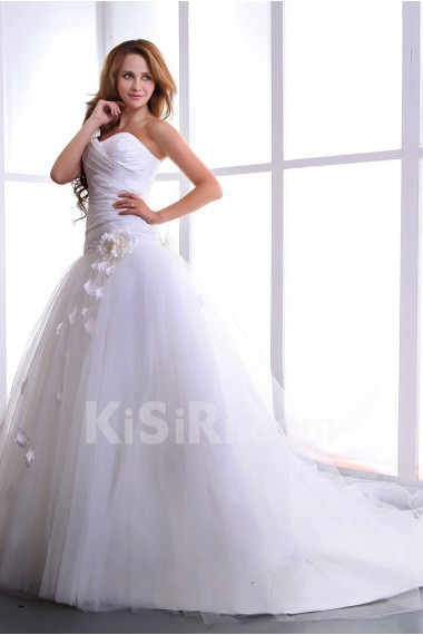 Satin and Yarn Sweetheart Ball Gown