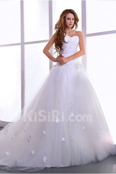 Satin and Yarn Sweetheart Ball Gown