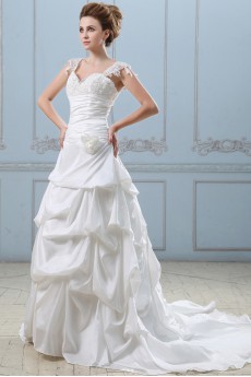 Taffeta and Lace Sweetheart Ball Gown with Embroidery