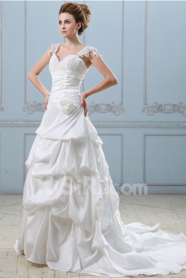 Taffeta and Lace Sweetheart Ball Gown with Embroidery