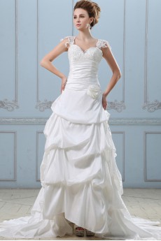 Taffeta and Lace Sweetheart Ball Gown with Embroidery