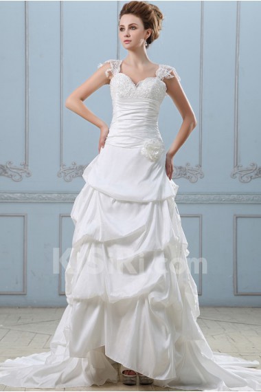 Taffeta and Lace Sweetheart Ball Gown with Embroidery