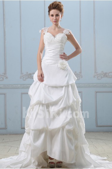 Taffeta and Lace Sweetheart Ball Gown with Embroidery