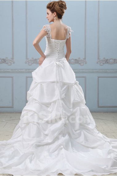 Taffeta and Lace Sweetheart Ball Gown with Embroidery