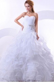 Organza Sweetheart Ball Gown with Embroidery and Ruffle