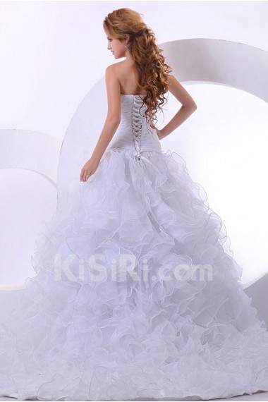 Organza Sweetheart Ball Gown with Embroidery and Ruffle