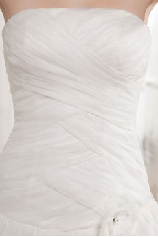 Taffeta and Organza Strapless Ball Gown