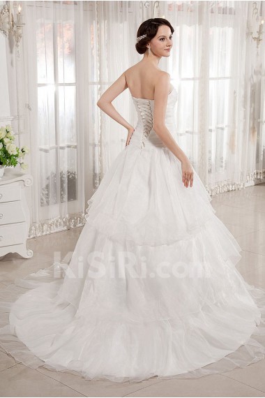 Taffeta and Organza Strapless Ball Gown