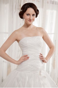 Taffeta and Organza Strapless Ball Gown