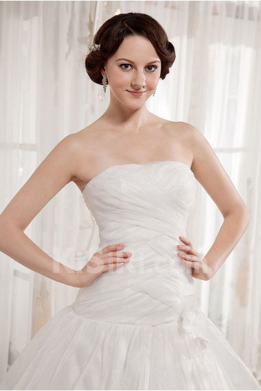 Taffeta and Organza Strapless Ball Gown