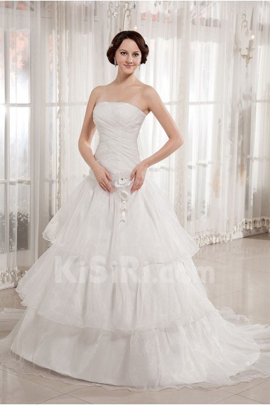 Taffeta and Organza Strapless Ball Gown