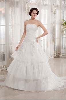 Taffeta and Organza Strapless Ball Gown