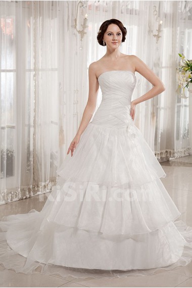 Taffeta and Organza Strapless Ball Gown