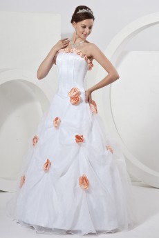 Satin Strapless Floor Length Ball Gown