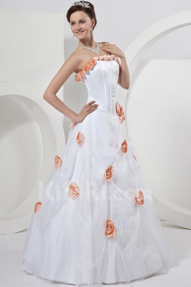 Satin Strapless Floor Length Ball Gown