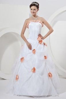 Satin Strapless Floor Length Ball Gown