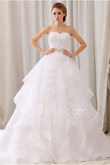 Organza and Lace Sweetheart Ball Gown