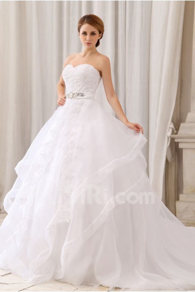 Organza and Lace Sweetheart Ball Gown