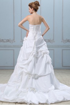 Taffeta and Lace Sweetheart Ball Gown with Embroidery