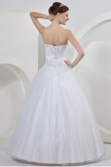 Tulle Strapless Ball Gown with Embroidery