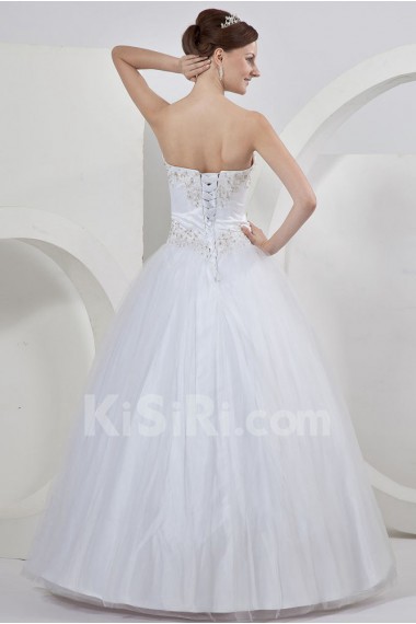 Tulle Strapless Ball Gown with Embroidery