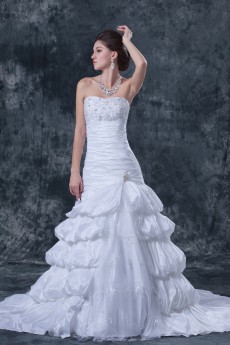 Taffeta and Satin Strapless Ball Gown