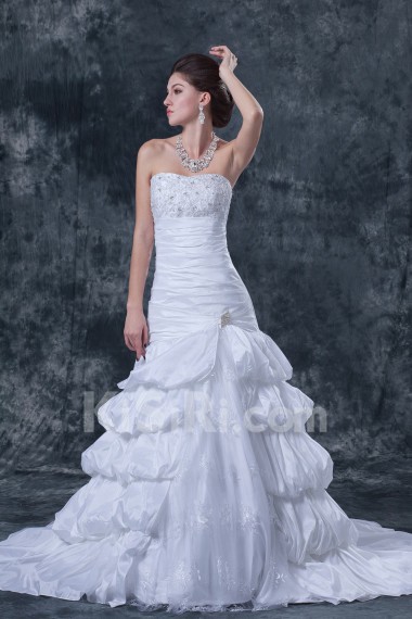 Taffeta and Satin Strapless Ball Gown