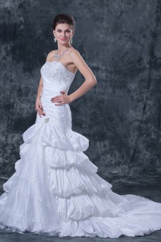 Taffeta and Satin Strapless Ball Gown