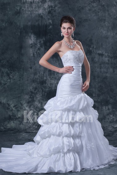 Taffeta and Satin Strapless Ball Gown