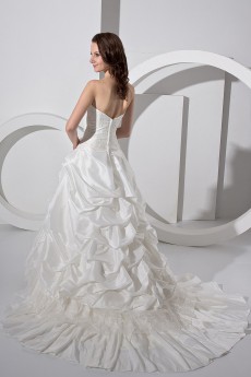 Satin and Taffeta Scoop Neckline Ball Gown