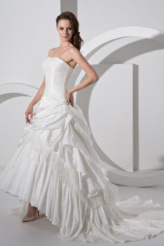 Satin and Taffeta Scoop Neckline Ball Gown