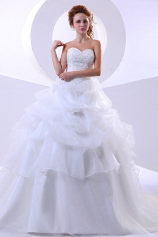 Organza Sweetheart Ball Gown with Beaded and Ruffle