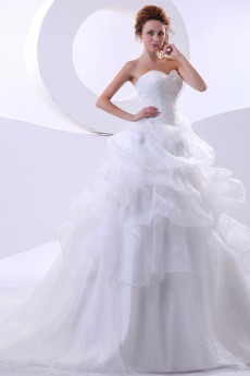 Organza Sweetheart Ball Gown with Beaded and Ruffle