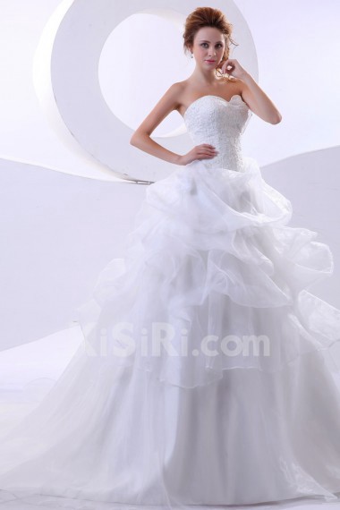 Organza Sweetheart Ball Gown with Beaded and Ruffle