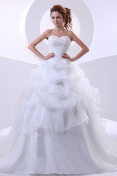 Organza Sweetheart Ball Gown with Beaded and Ruffle