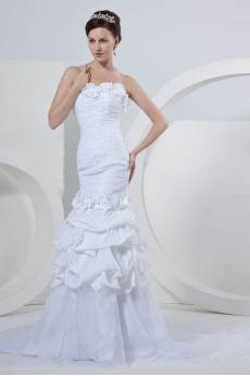 Taffeta Strapless Mermaid Dress with Embroidery