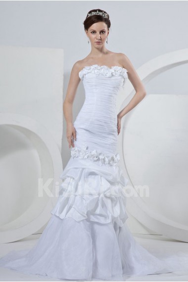 Taffeta Strapless Mermaid Dress with Embroidery