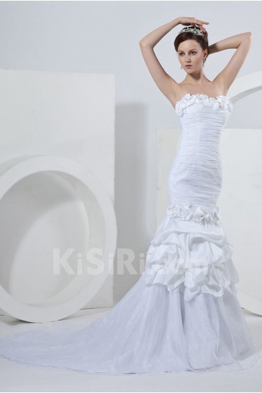 Taffeta Strapless Mermaid Dress with Embroidery