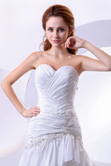 Taffeta and Satin Sweetheart A-Line Dress with Embroidery