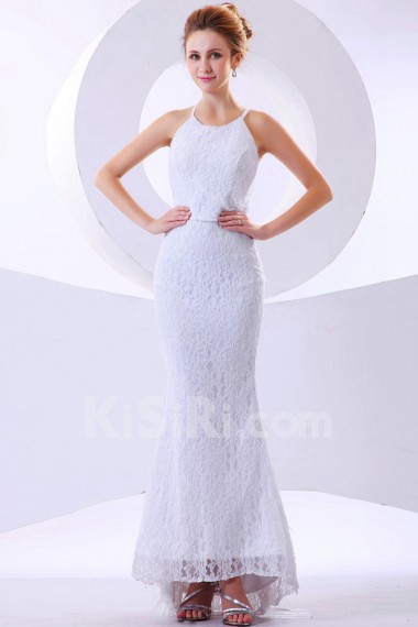 Lace Halter Neckline Ankle-Length Mermaid Dress