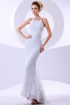 Lace Halter Neckline Ankle-Length Mermaid Dress with 