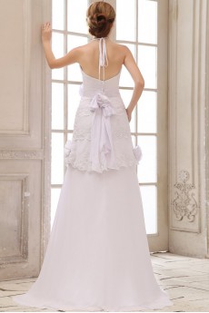 Chiffon and Lace Halter Neckline A-Line Dress