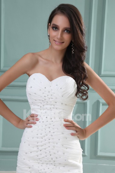 Chiffon Sweetheart Sheath Dress with Beaded Ruffle