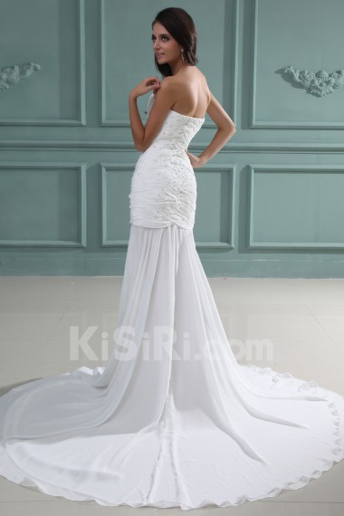 Chiffon Sweetheart Sheath Dress with Beaded Ruffle