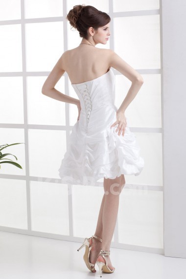 Taffeta Strapless Short Dress with Rhinestone and Ruffle