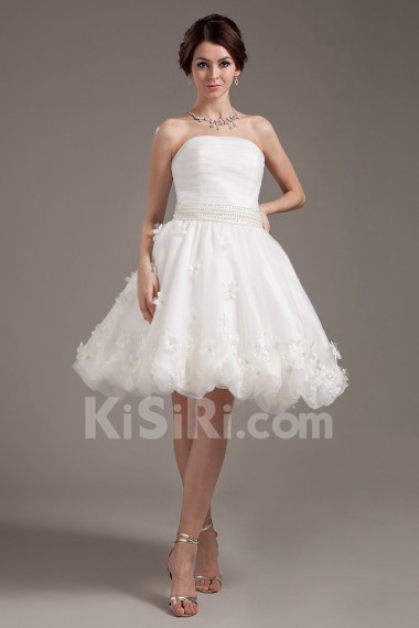 Yarn Strapless Short Dress with Applique and Beaded