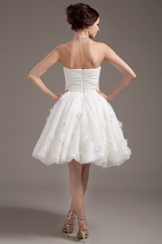 Yarn Strapless Short Dress with Applique and Beaded