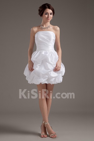 Taffeta Strapless Short Ball Gown with Ruffle